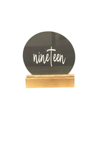 Table Number: Acrylic Circle w/Wood Base