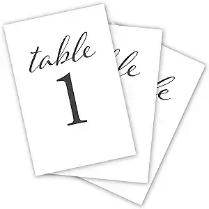 Table Number: White Cardstock w/Black Writing
