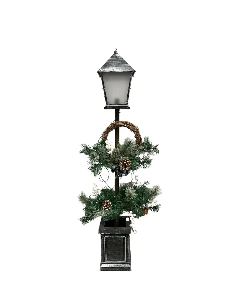 Mixed Pine Black LED Lantern 