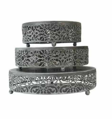 Metal Silver Cake Stand Set of 3 