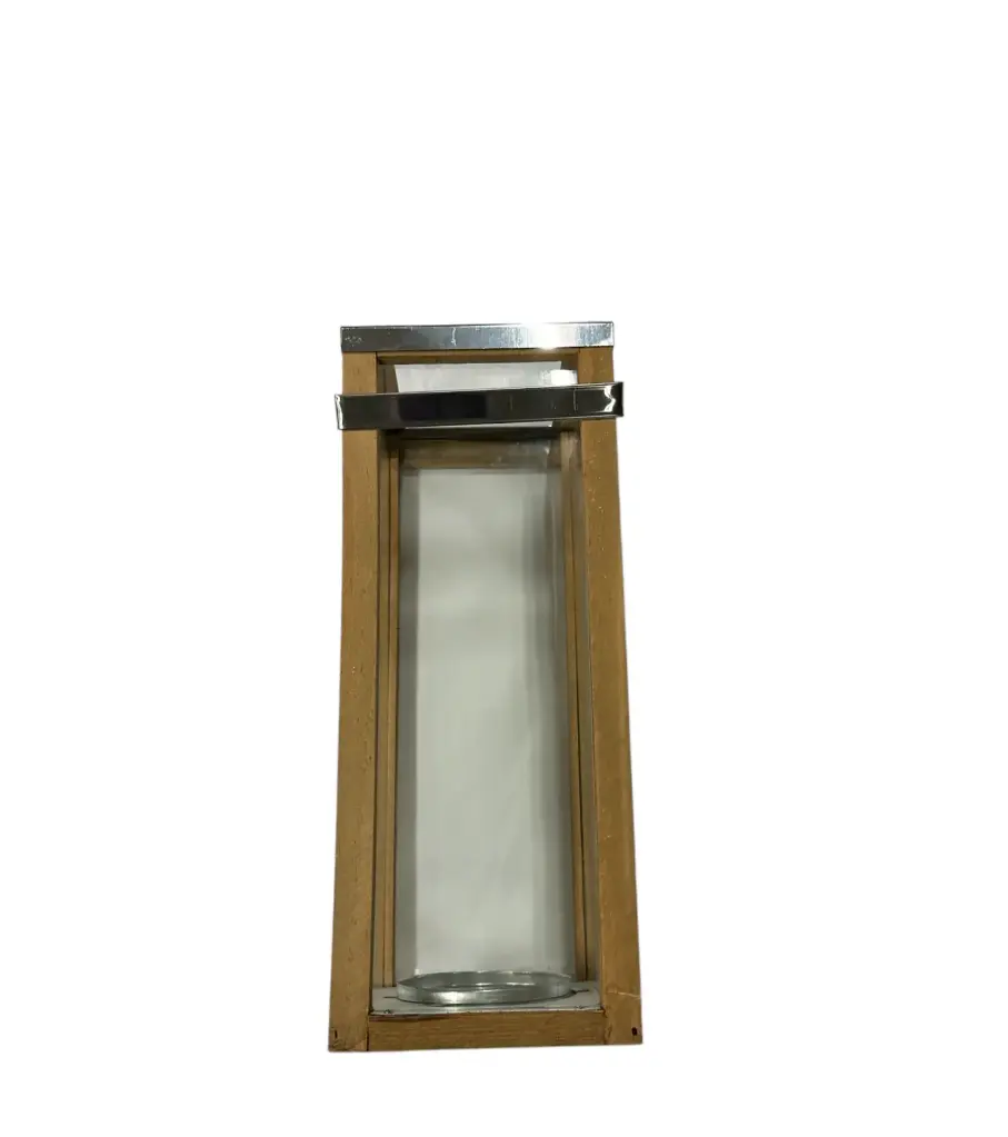 Lantern: Wood w/Metal Trim-Medium