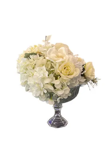 White Floral Arrangement w/Glass Bowl