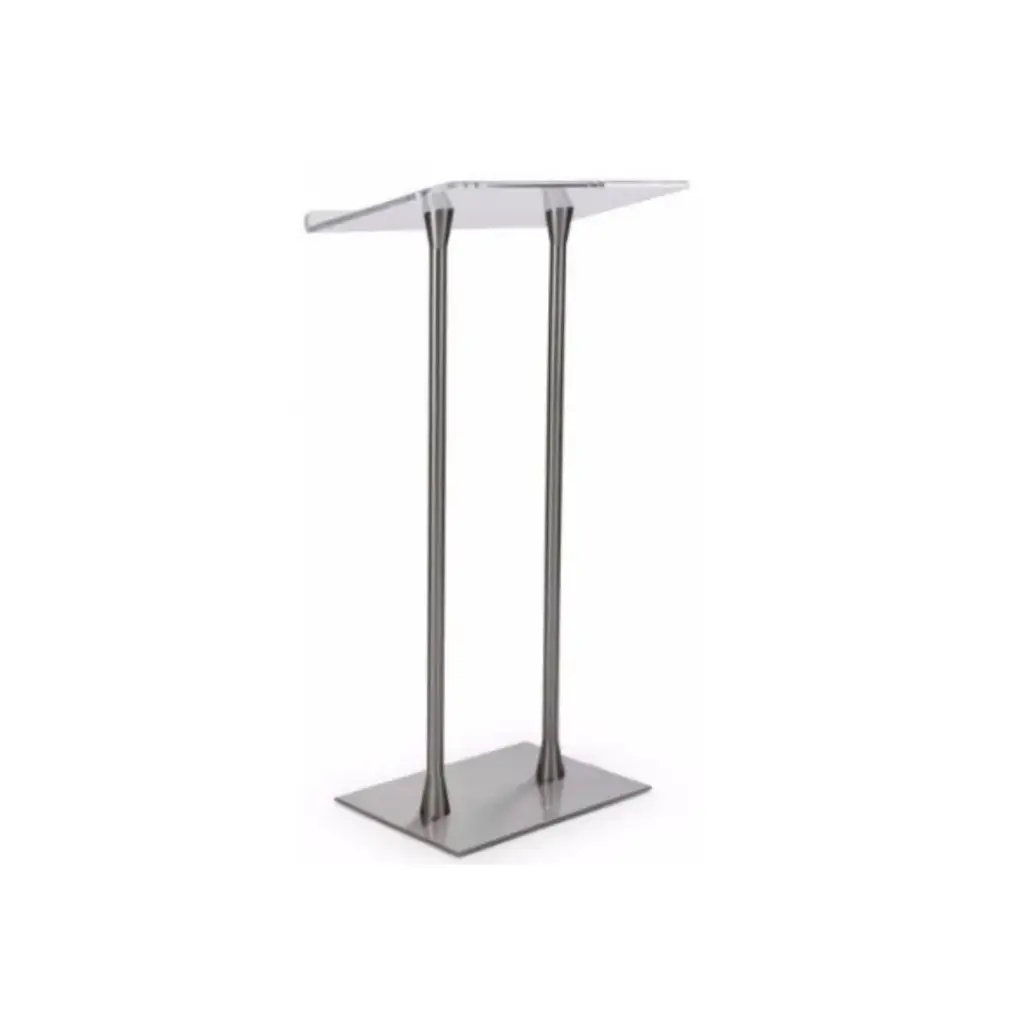 Clear Acrylic Podium w/2 Poles & Silver Base 