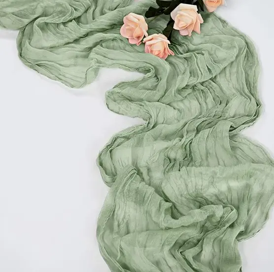 Table Runner:  Sage Cheesecloth 