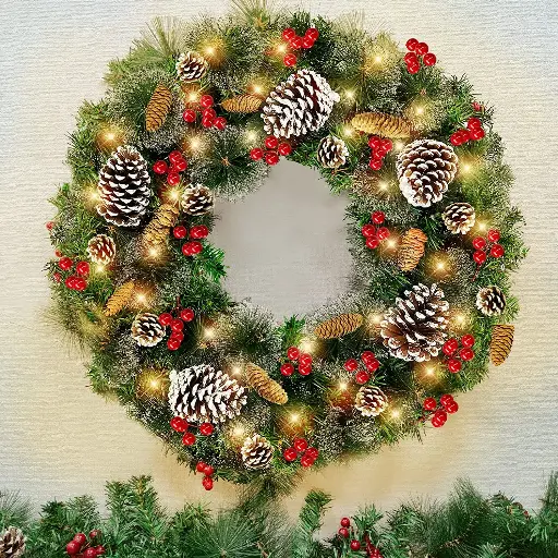 26" Pre-lit Christmas Wreath