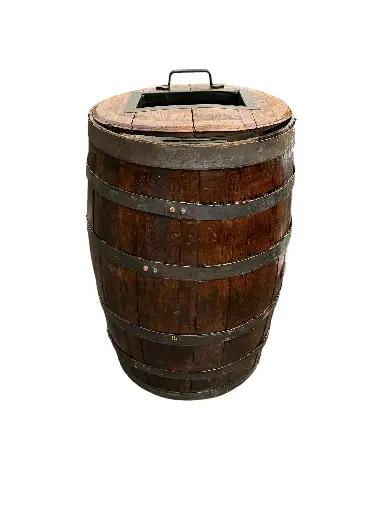 Wine Barrel Garbage Can