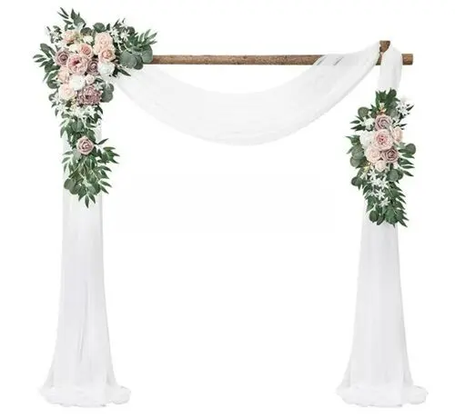 Fabric & Floral Set: White/Dusty Rose