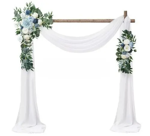 Fabric & Floral Set: White/Sky Blue