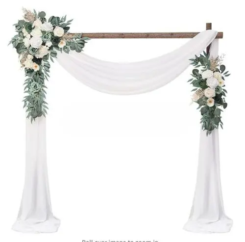 Fabric & Floral Set: White/Emerald