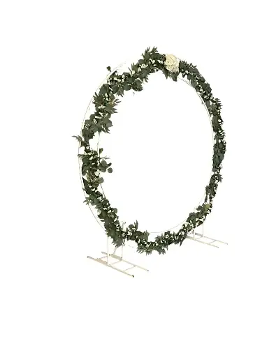 White Metal Circle Backdrop w/White Floral