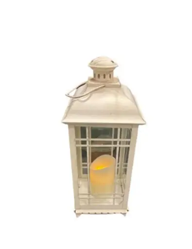 Lantern: White Metal Decorative-Medium 