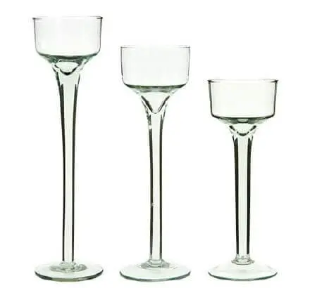 Long-Stem Glass Tealight Candle Holder Set 