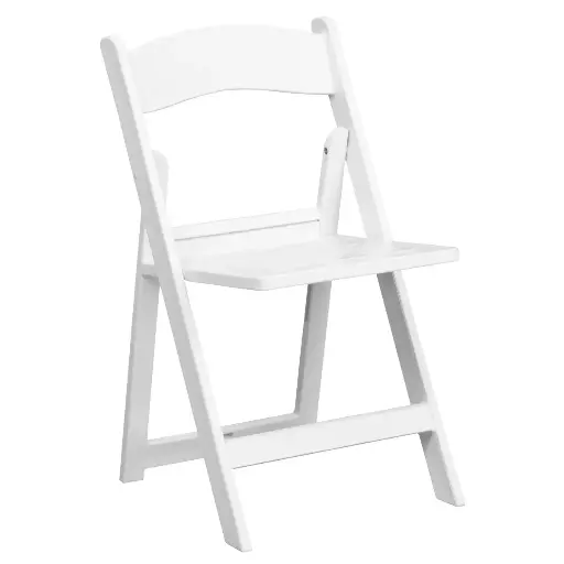 White Resin Folding Chair with Slatted Seat