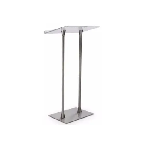 Clear Acrylic Podium w/2 Poles & Silver Base 
