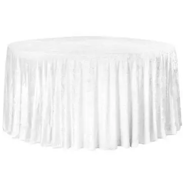120" Velvet Table Cloth:  White