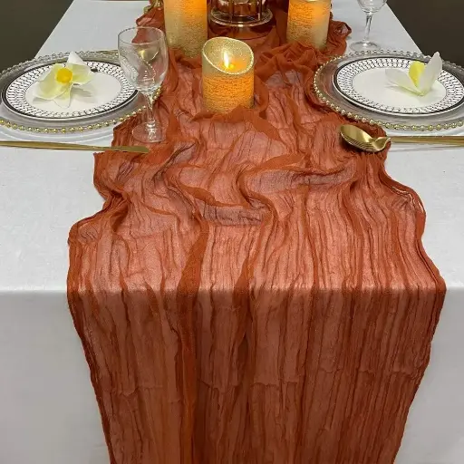 Table Runner:  Burnt Orange Cheesecloth