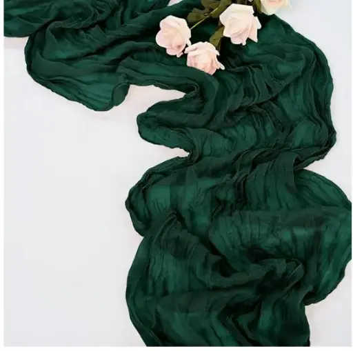 Table Runner:  Emerald Cheesecloth