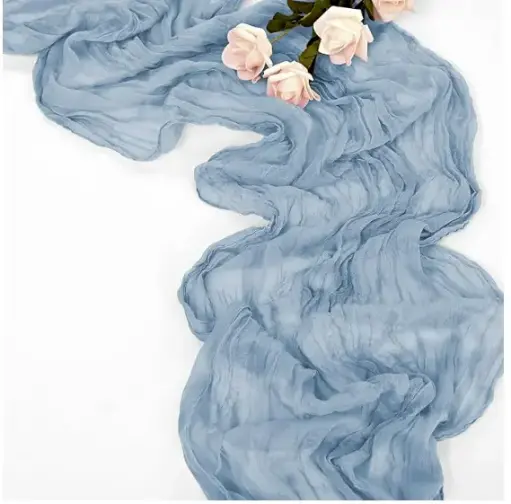 Table Runner:  Dust Blue Cheesecloth