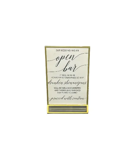 Open Bar Sign-Gold Frame 